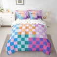 thumbnail image 2 of Erosebridal Colorful Checkered Full Comforter Set With Sheets 7 Pcs Rainbow Checkerboard Grid Bedding Set Blue Pink Purple Plaid Bed In A Bag For Kids Boys Girls,Geometric Groovy Aesthetic Bed Set, 2 of 5