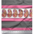 thumbnail image 2 of Soimoi Poly Georgette Fabric Stripe,Paisley & Peacock Panel Printed Fabric 1 Yard 52 Inch Wide, 2 of 2
