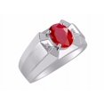 thumbnail image 3 of RYLOS Men's Rings Sterling Silver Rings Classic Designer  9X7MM Oval Gemstone &  Sparkling Diamond Ring Ruby July Birthstone Ring Size 9, 3 of 7