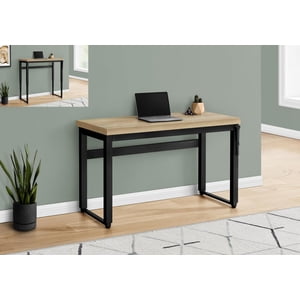 Monarch Specialties Bureau d'ordinateur, Bureau à la maison, Stand, réglable, 48"l, Travail, Ordinateur portable, Métal, stratifié, naturel, noir, contemporain, moderne