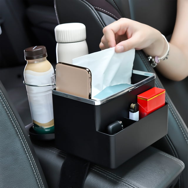 RYRDWP Car Armrest Storage Box Water Cup Holder,New Car Seat Organizer With Cup Holder, Multifunctional Car Console Side Organizer For Water Cup Paper Towels Cellphone
