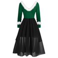 thumbnail image 5 of TJAZFJPA Robes Maxi pour Femmes Vacances Femmes Noël Patchwork Col en V Panneau Manches Longues Col en V Robe Asymétrique Robes de Plage pour Femmes Robes Scintillantes pour Femmes, 5 of 5