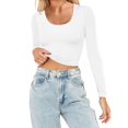 thumbnail image 2 of Kcodviy Femmes Léger Yoga Court Manches Longues Chandails de Course Hauts Coupe Ajustée Manches Longues Polyester T-Shirt Femmes Manches Entraînement T-Shirts Manches Longues Chemise Femmes pour Superposition Blouse, 2 of 7