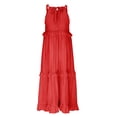 thumbnail image 3 of fatyb Robe d'Été 2025 pour Femmes Sans Manches à Volants à Étages Robe Maxi Fluide Décontractée Longue pour la Plage, 3 of 6