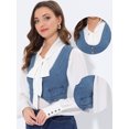 thumbnail image 2 of INSPIRE CHIC Women's Denim Button Up Vintage Sleeveless Jean Crop Racerback Vest Light Blue XL, 2 of 5