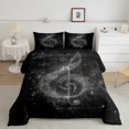 thumbnail image 2 of Ensemble de Douillette Note de Musique Format Simple, Imprimé Paillettes Scintillantes Étoilées Chic Gliver (Pas Réel) Ensemble de Literie 2 Pcs pour Garçons Filles, Couette en Duvet Thème Musique Romantique Mode, 1 Taie d'Oreiller, 2 of 6