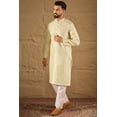 thumbnail image 3 of DWEEP SARA Men’s Green Silk Blend Embroidered Long Kurta 42 Straight Fit Festive Ethnic Wear with Side Slits, 3 of 7