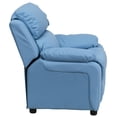 thumbnail image 3 of Deluxe Padded Contemporary Light Blue Vinyl Kids Recliner with Storage Arms, 3 of 9