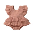 thumbnail image 1 of Toddler Baby Girl Solid Backless Bodysuit Jumpsuit Outfit Sunsuit, 1 of 6