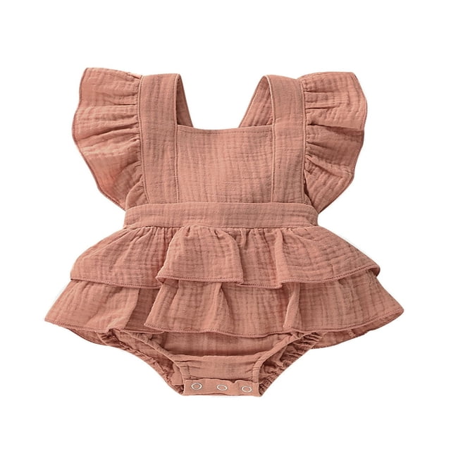 Toddler Baby Girl Solid Backless Bodysuit Jumpsuit Outfit Sunsuit