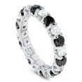 thumbnail image 1 of 2ct Black & White Diamond Eternity Ring 14K White Gold U Shape Setting, 1 of 3