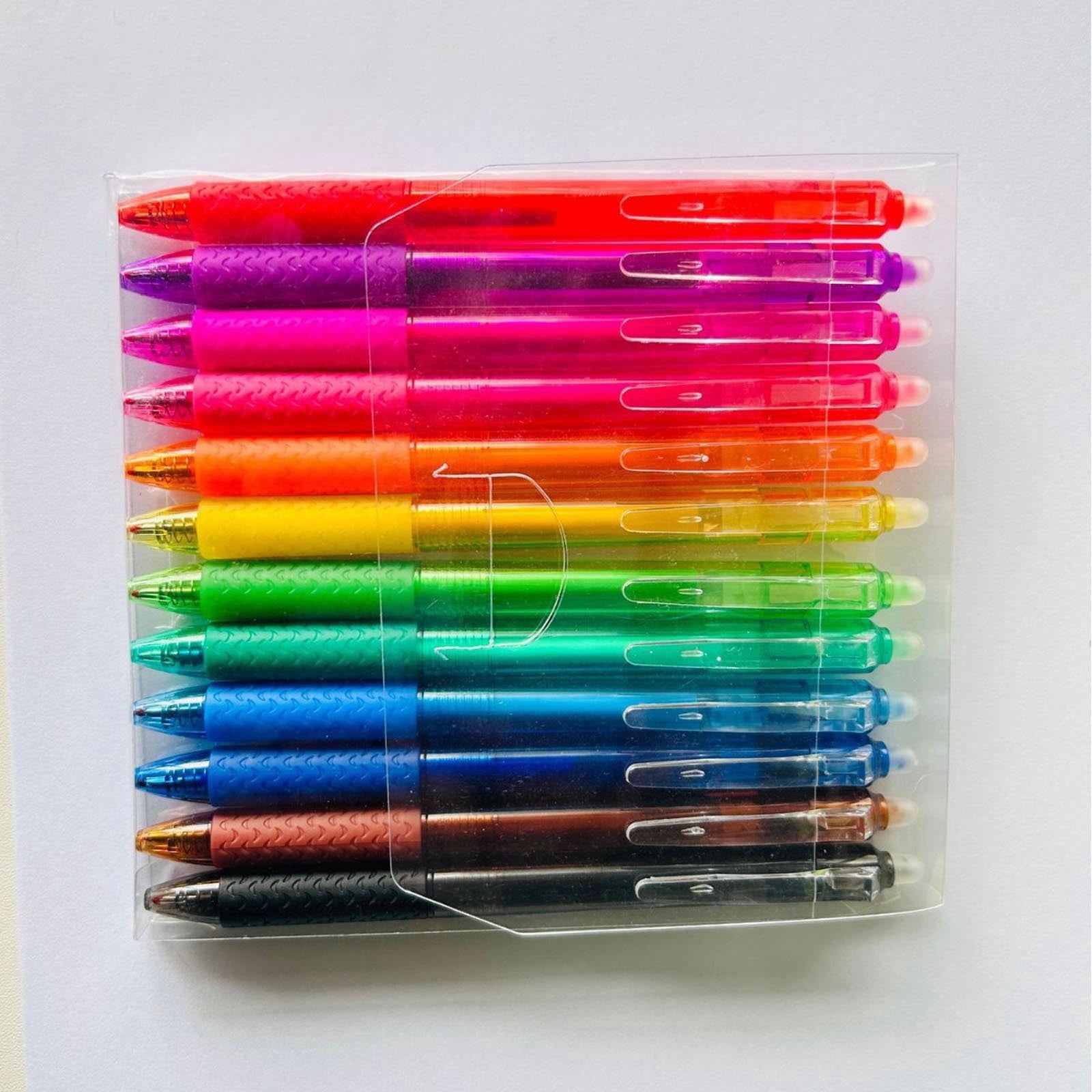 Meitianfacai Click Retractable Gel Pens, 12 Color Erasable Ink Pens with Comfort Grip, Press-Type Writing Pens for office Office and Note Taking
