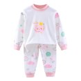 thumbnail image 1 of WEIYLL Ensembles de Tenues pour Garçons Pyjamas à Manches Longues Chemise Imprimée Hauts Pantalons 2 Pcs Enfants Costumes Roses 3-4 Ans, 1 of 2