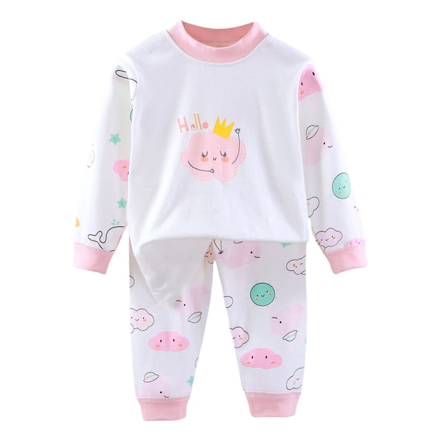 WEIYLL Ensembles de Tenues pour Garçons Pyjamas à Manches Longues Chemise Imprimée Hauts Pantalons 2 Pcs Enfants Costumes Roses 3-4 Ans
