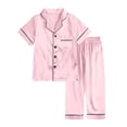 thumbnail image 2 of TBWNWG Satin Sleepwear Set For Kids Comfortable Two Piece Pajamas With Classic Button Down Design,Sizes 4-5 Years, 2 of 4