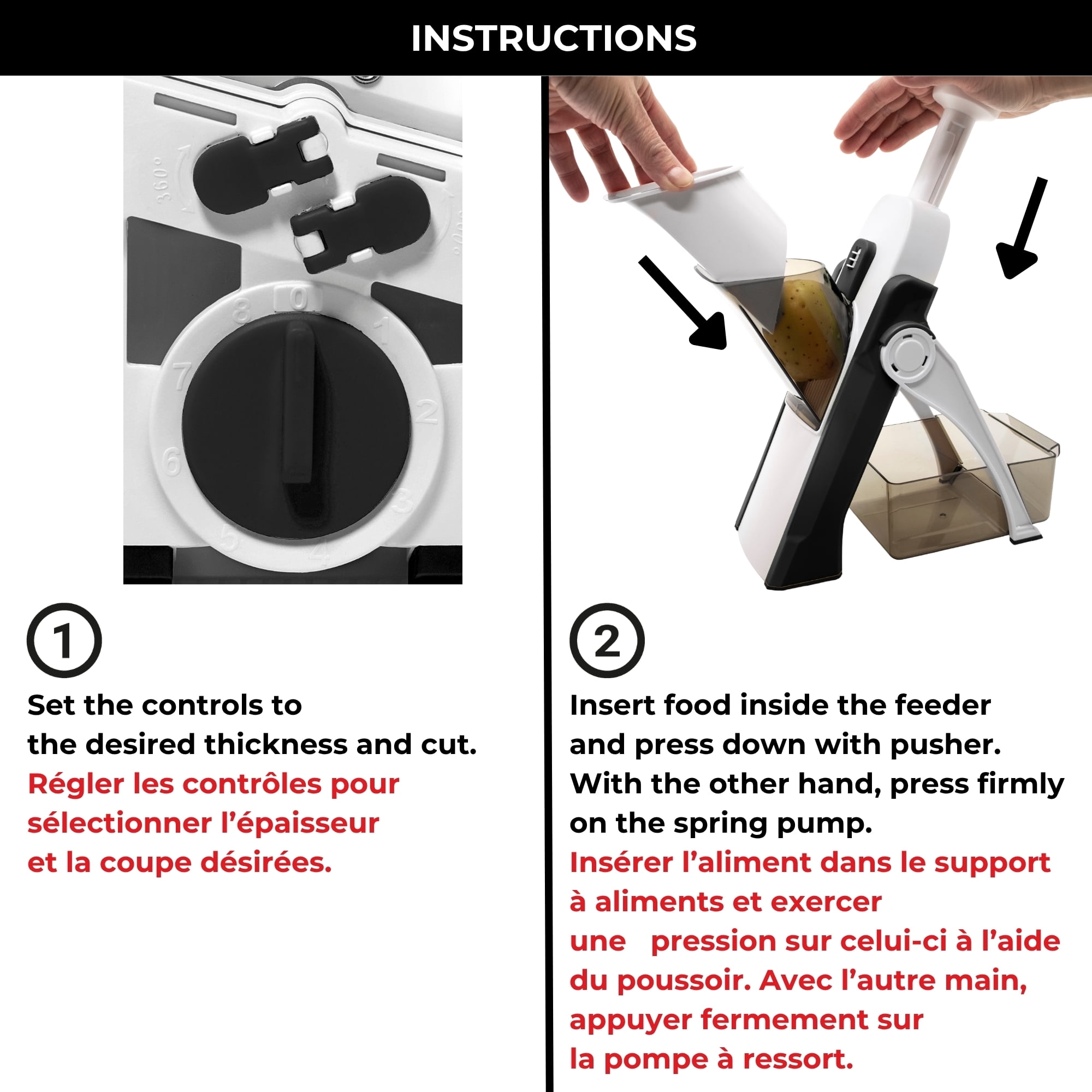 Starfrit Pump'N'Slice Vertical Mandoline, Safe Adjustable Vegetable & Fruit Slicer