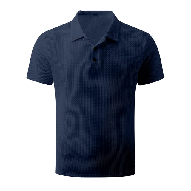Pisexur Mens Ribbed Dress Shirts Short Sleeve Relaxed Fit Golf Shirt Tops Summer Solid Color Collar Button Down Blouses Casual Work Out Shirts for Mens Trendy