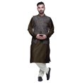 thumbnail image 1 of Atasi Indian Long Kurta Men Solid Kurta Pajama With Printed Nehru Jacket Set, 1 of 1