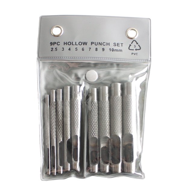 JC Performance - Hollow Hole Punch Leather Belt Gasket Craft Metal Rubber Vinyl Plastic Tool (9 Pc)