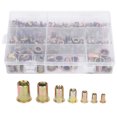 thumbnail image 1 of 220Pcs Acier Rivet Écrou Couleur Zinc Plaqué Tête Plate Boxed M3/4/5/6/8/10/12 Combinaison, 1 of 11