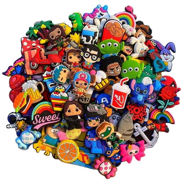 48PCS PVC Cartoon Shoe Charms, Croc Charms, One Size