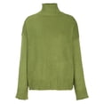 thumbnail image 4 of Mrat Longues Longs Chandails pour Femmes Uni à Manches Chandail Tunique Chandail Ensembles de Chandails pour Dames Col Roulé Chandail Décontracté Hauts Vert TTTG, 4 of 6