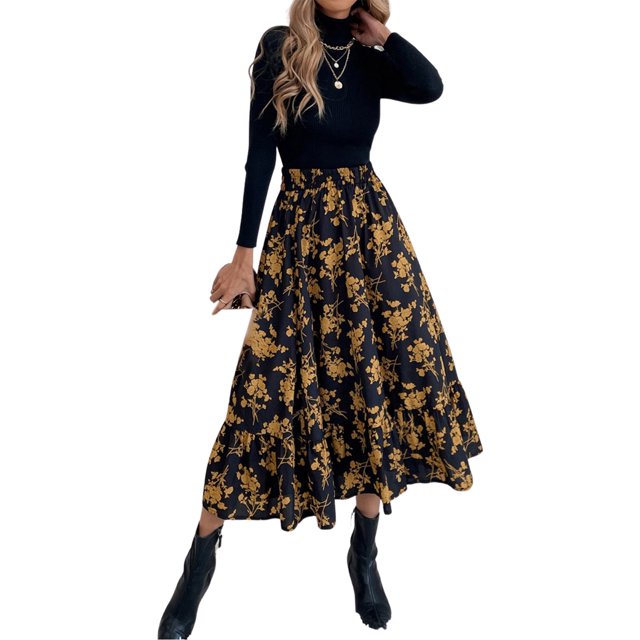 Xingqing Robe à Volants pour Femme, Imprimé Léopard, Taille Haute, Tulle Tutu de Fête, Jupe Midi Évasée, Noir, P