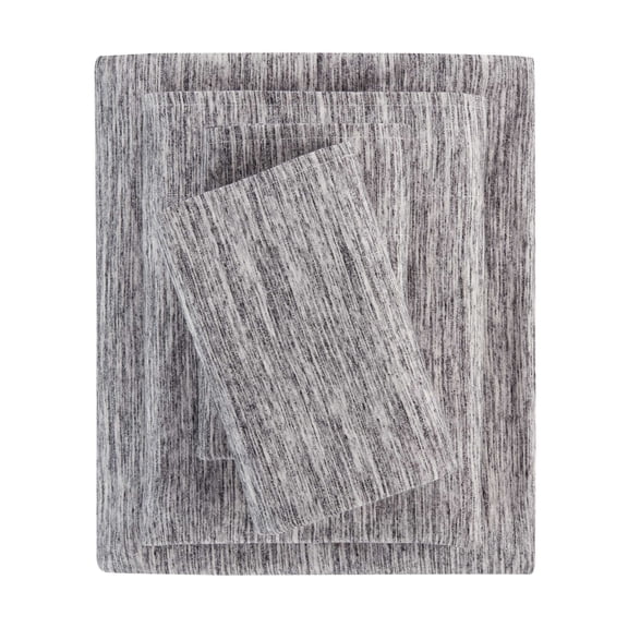 Mainstays Cotton Rich Extra Soft Jersey Bed Sheet Set, Twin-XL, Grey Spacedyed, 3 Pieces