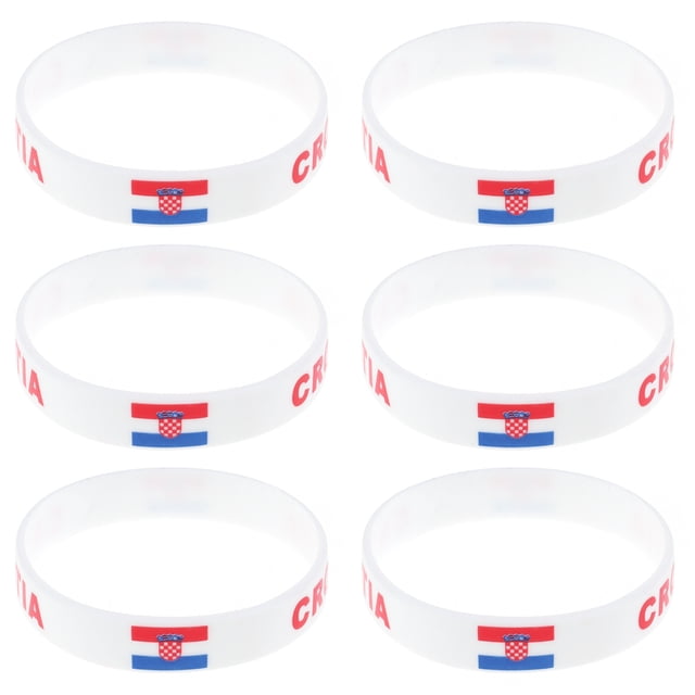 COMPUKAS 6Pcs Country Wristband Silicone Bands Comfortable Bracelets for Football Cheer