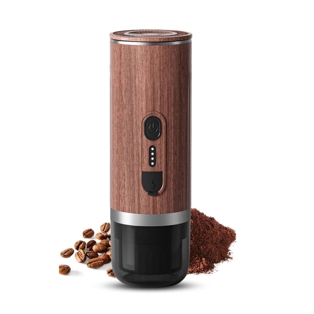 Machine à Espresso Électrique Portable Sans Fil, Mini Cafetière Chauffante avec Bac 3-en-1 pour Poudre de Café/capsule N/capsule DG, VR, Randonnée, Bureau