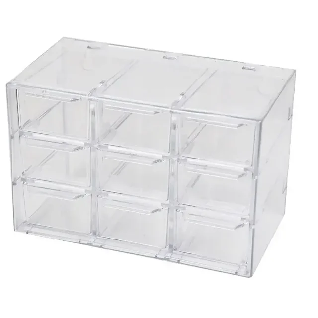 Organisateur Cosmétique Transparent à Tiroirs avec Six Compartiments - Boîte de Rangement Compacte Anti-Poussière pour Rouges à Lèvres, Bijoux et Accessoires de Maquillage, Étui de Bureau Multi-Grilles Rose Clair pour Coiffeuse