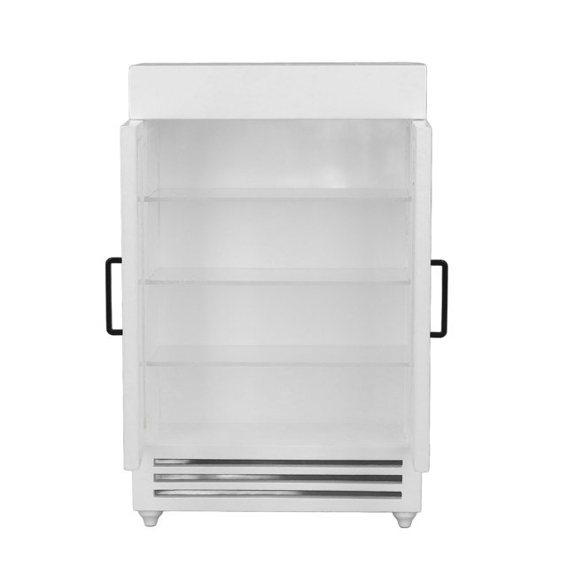 Dollhouse Refrigerator, Wood Dollhouse Fridge Double Door Safe Simulation Easy To Store Exquisite Workmanship For 1:12 Dollhouse White,Yellow,Black,Blue,Red