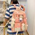 thumbnail image 5 of Kawaii Backpack Backpack Kawaii Pendants and Pins Accessories 5Pcs Set Cute Kawaii Rucksack for School Bag Cute Aesthetic Backpack 17in Travel Rucksack School Bag (Black), 5 of 5