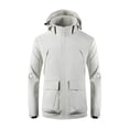 thumbnail image 2 of BADHUB Men's Waterproof Jacket with Hood Outdoor Lightweight Rain Jacket Mesh Lined Fall Softshell Solid Color Raincoat With Big Pockets Holiday Deals, 2 of 5