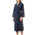 thumbnail image 1 of HNMKIU Plus Size Pajamas Unisex Pocket Breathable Knee Length Bathrobe Splicing Soft Sleepwear SPA Robe, 1 of 4
