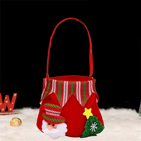 EGNMCR Closet Organizers and Storage, Storage Trunks & Bag Christmas Reticle Bag Hanging Decoration Cute Storage Bag Candy Filler Gift For Family Kids Xmas Tree Santa Velvet pile