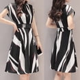 thumbnail image 2 of SHOPESSA Vêtements Grande Taille pour Femmes Mode Robe de Bureau pour Femmes Ceinture Col Rond Manches Courtes Robe Longueur Genou, 2 of 8