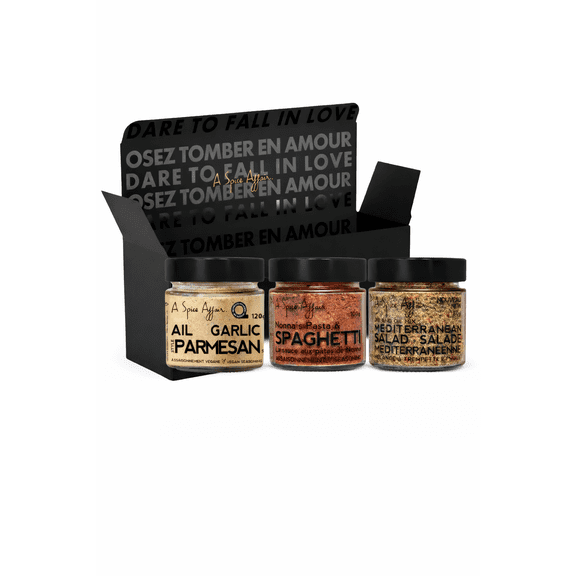 Italian Comfort Trio 3-Pack Seasoning Gift Set with Garlic Parmesan Vegan Seasoning, Nonna's Spaghetti Seasoning, and Mediterranean Salad Seasoning