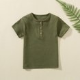 thumbnail image 2 of Birdeem Haut à Manches Courtes pour Enfants Garçons Filles Mode Confortable Couleur Unie Bouton Col Rond, 2 of 12