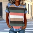 thumbnail image 2 of Hauts Décontractés à Manches Courtes pour Femmes, Blouses à Col Rond Coupe Ample, T-Shirts d'Été Unis pour Usage Quotidien, Chemises en Polyester Confortables, 2 of 5