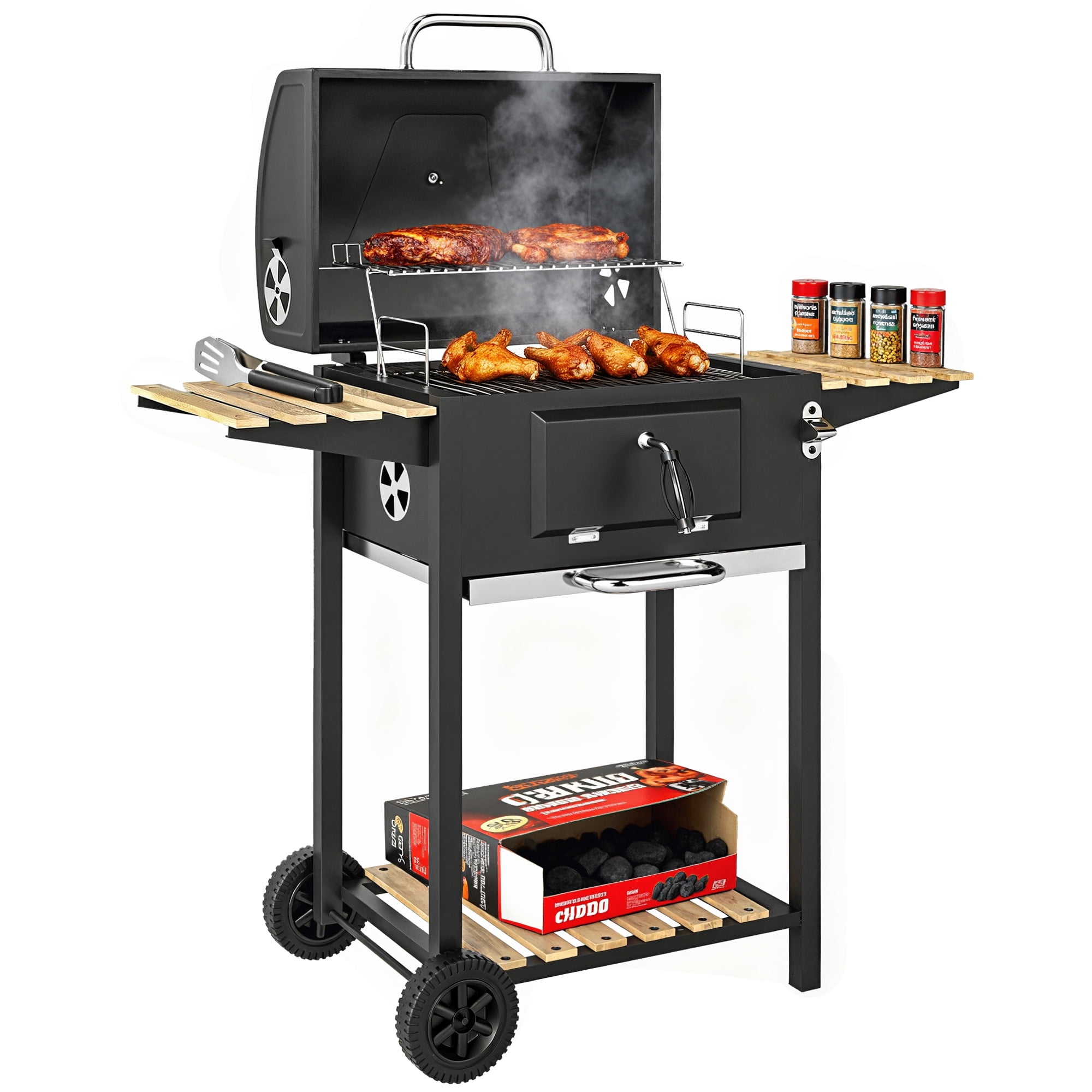 Outsunny 20" Charcoal BBQ Grill with Adjustable Charcoal Pan Barbecue Grill