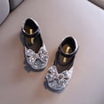 thumbnail image 4 of Girls Rhinestone Bow Shoes, Ballet Flats with Sequins and Pearl, Sparkly Mary Jane Dress Shoes for Wedding Party, Comfortable Princess Sandals with Hook and Loop Strap, 4 of 6