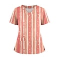 thumbnail image 1 of Ktyne Tuniques Médicales pour Femmes à Col en V, Hauts de Sarrau à Manches Courtes Extensibles, Uniforme d'Infirmière Léger, Hauts de Sarrau avec Poches, Rouge Melon D\'eau, m, 1 of 4