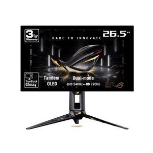 ASUS ROG Swift 27 inch (26.5" visualisé) Double Mode QHD 1440P 540Hz Complet HD 720Hz AMD FreeSync Prime Pro & Compatible G-SYNC 0,02ms HDR500 OLED Moniteur d'ordinateur de jeu avec réglable en hauteur, pivot