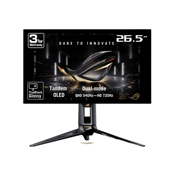ASUS ROG Swift 27 Pouces (26,5 Pouces Visible) Double Mode QHD 1440P 540Hz Full HD 720Hz AMD FreeSync Premium Pro et G-SYNC compatible 0,02ms HDR500 OLED Moniteur d'Ordinateur de Jeu avec Hauteur Ajustable, Pivot