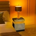 thumbnail image 2 of HOMCOM Table de Chevet, Table d'Appoint avec Lumières DEL, pour Chambre Gris Ciment, 2 of 10