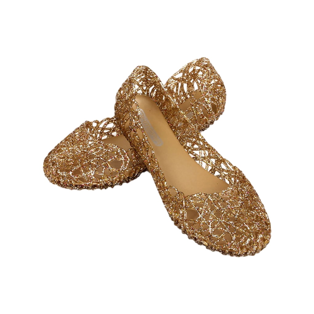 Xingzhi Chaussures Plates en Gelée Durables et Légères pour Femmes Été Garde-Robe Doré 40.1