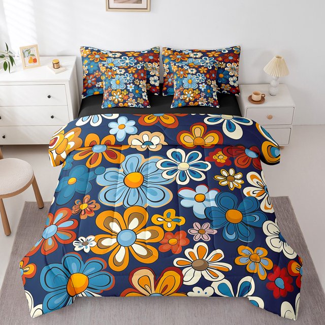 Ensemble de couette de fleur de fille hippy YST, jumeau, 7 pièces, 1960 Vintage Flowers, Flower Power