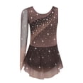 thumbnail image 4 of Freebily Robe de Danse de Patinage Artistique à Manches Longues pour Filles avec Strass Marron 6, 4 of 6
