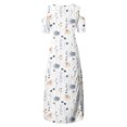 thumbnail image 4 of JULMCOMO Robes Grande Taille pour Femmes 5x Robe d'Été à Épaules Dénudées pour Invitée de Mariage Tendance à Imprimé Floral à Manches Courtes Col Ras du Cou Longue Robe Violet 5TG, 4 of 6